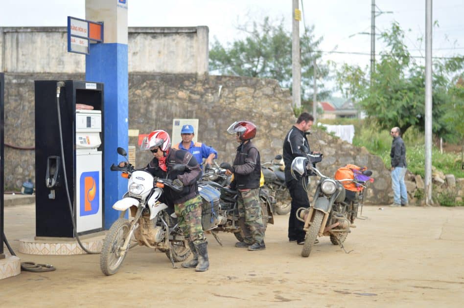 stopping at a petrol station to fill up