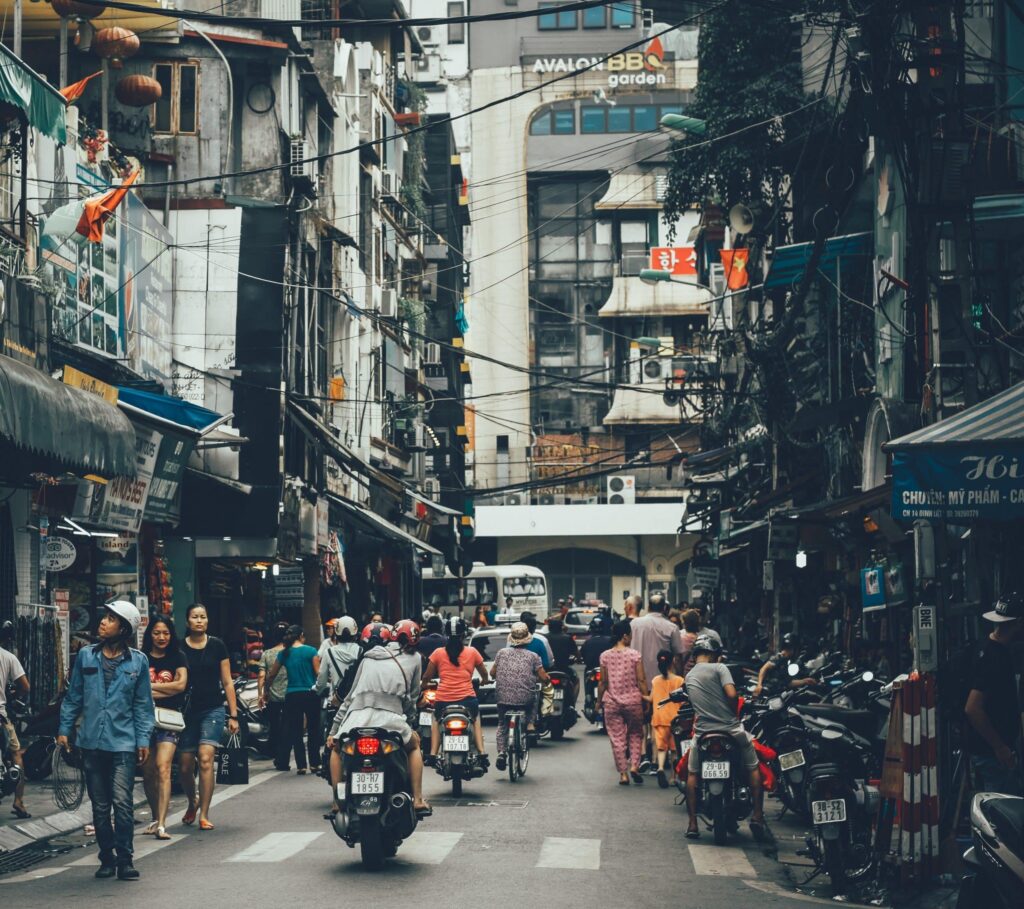 a busy street in Hanoi's Old Quarter