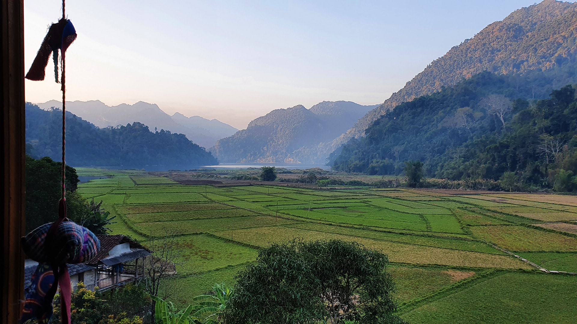 the view of Ba Be Lake from a homestay