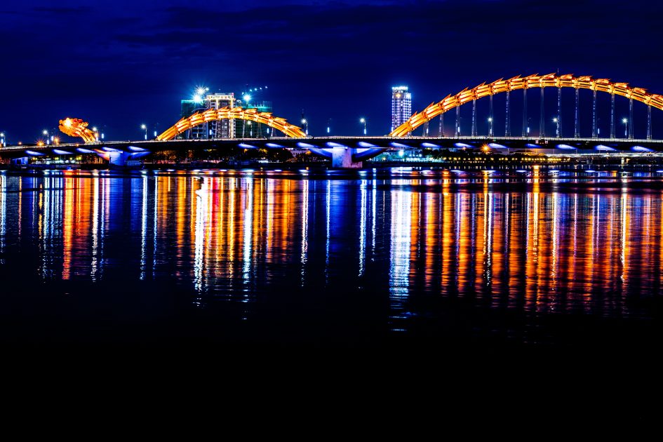 Dragon Bridge in Danang at night