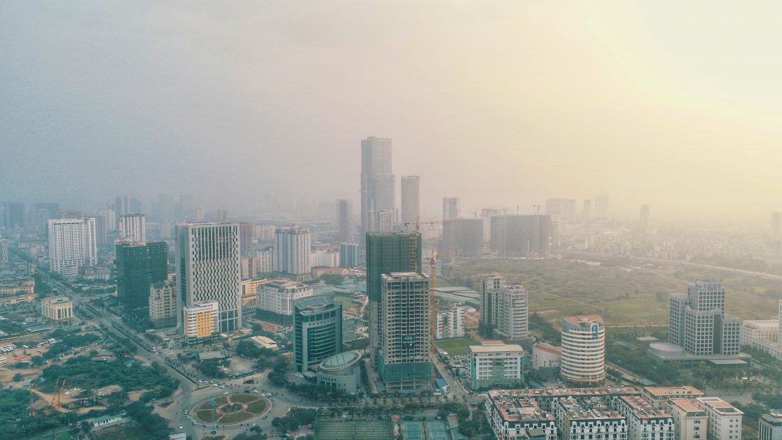 pollution and a construction site in Vietnam