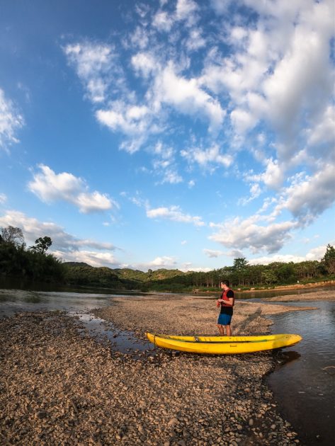 kayaking at sunset in Cat Tien National Park