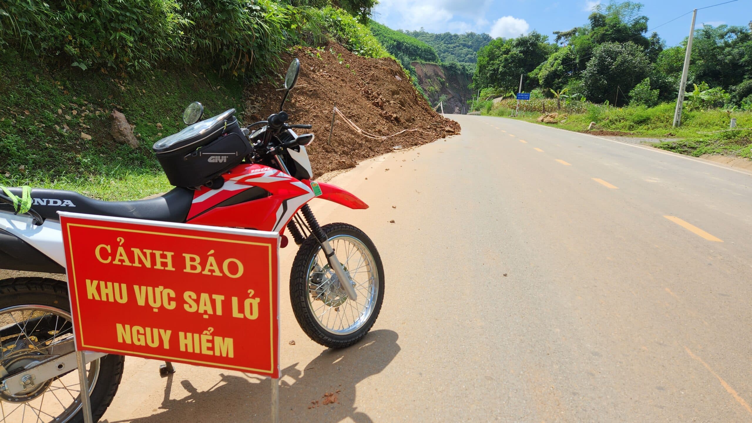 A summer landslide on the thung Nai Road