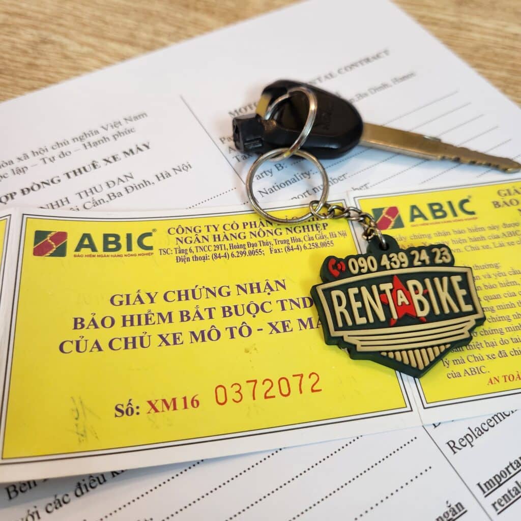 Compulsory 3rd part insurance certificate - rentabike vietnam