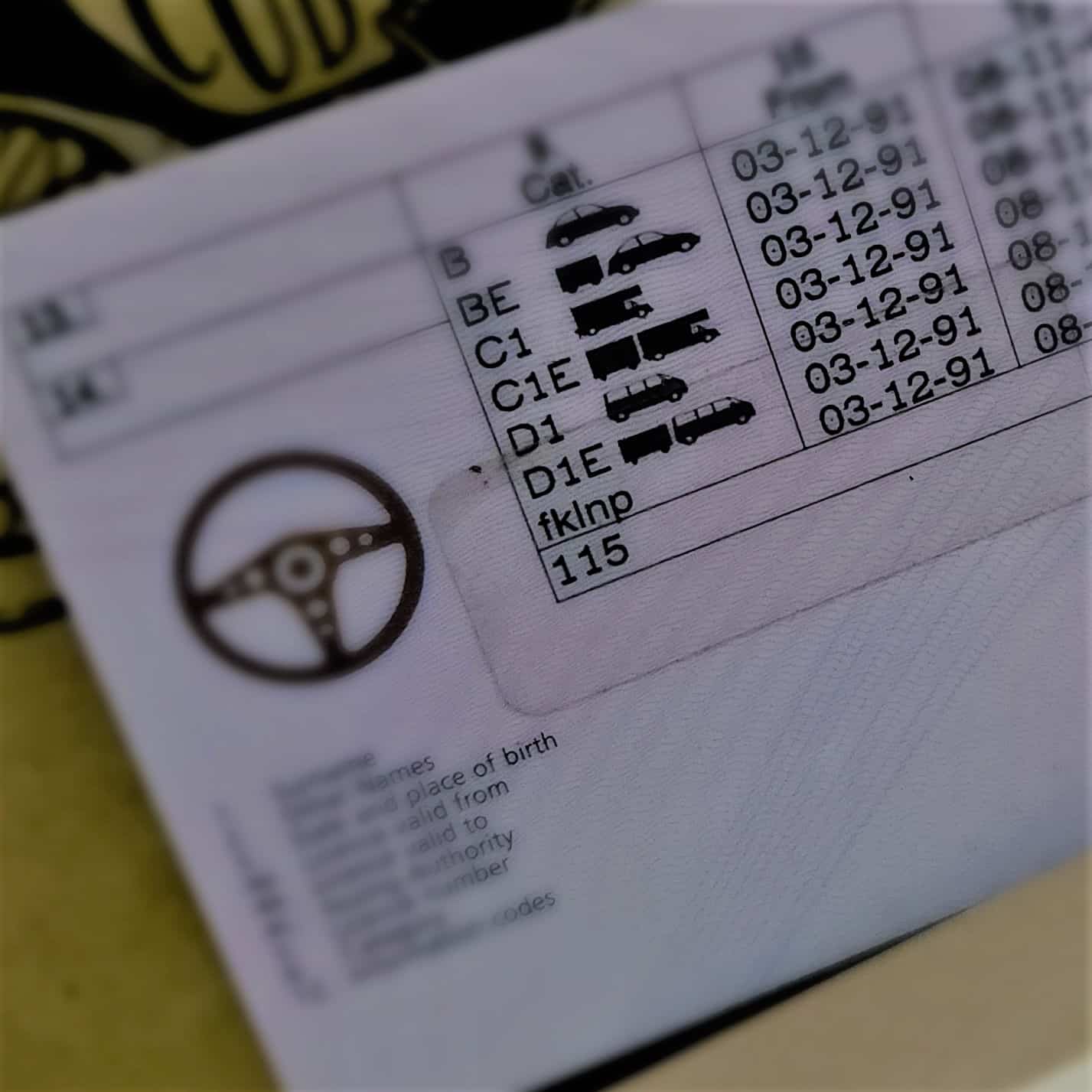 a UK issued driver's license rear