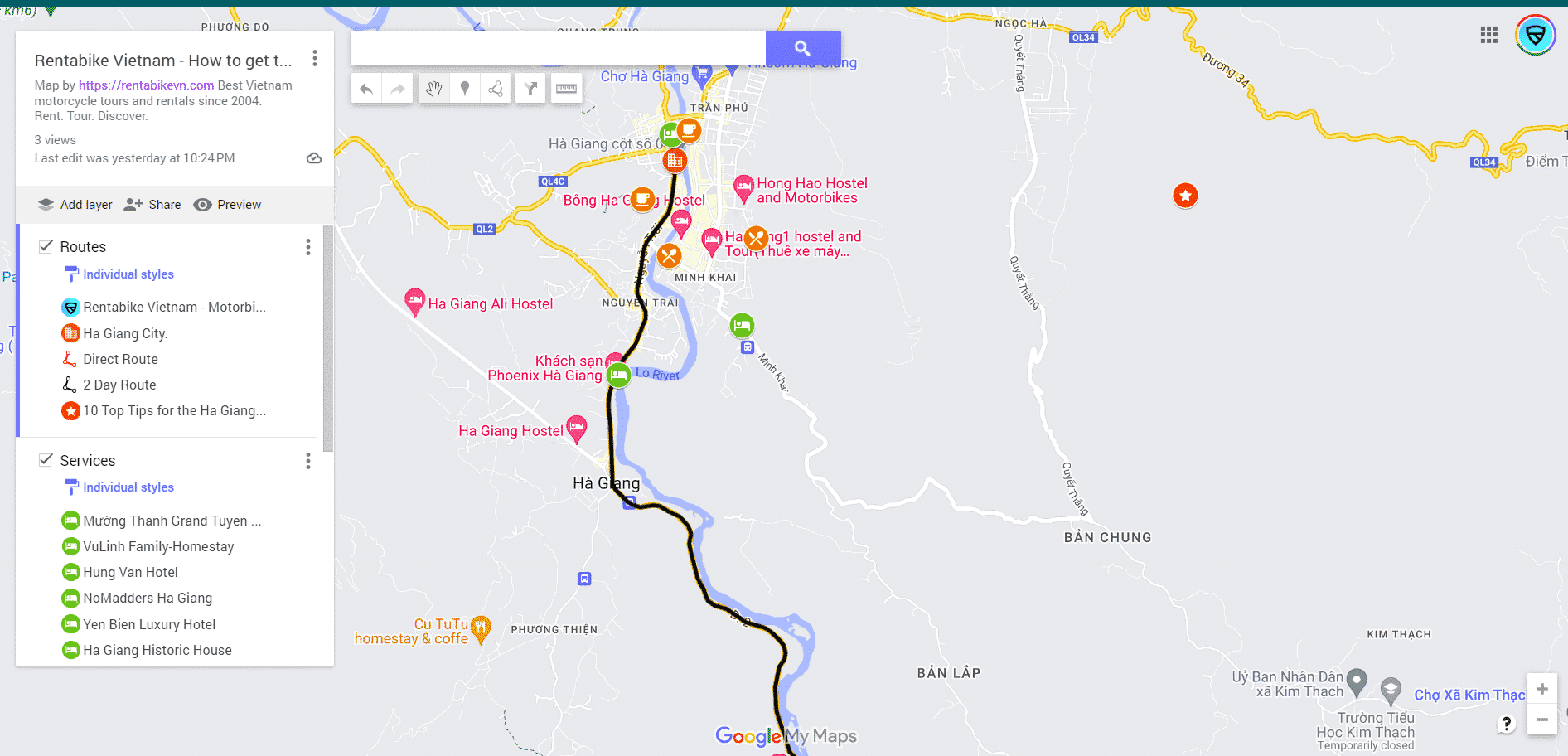 Rentabike Vietnam Google Map laptop Screenshot III