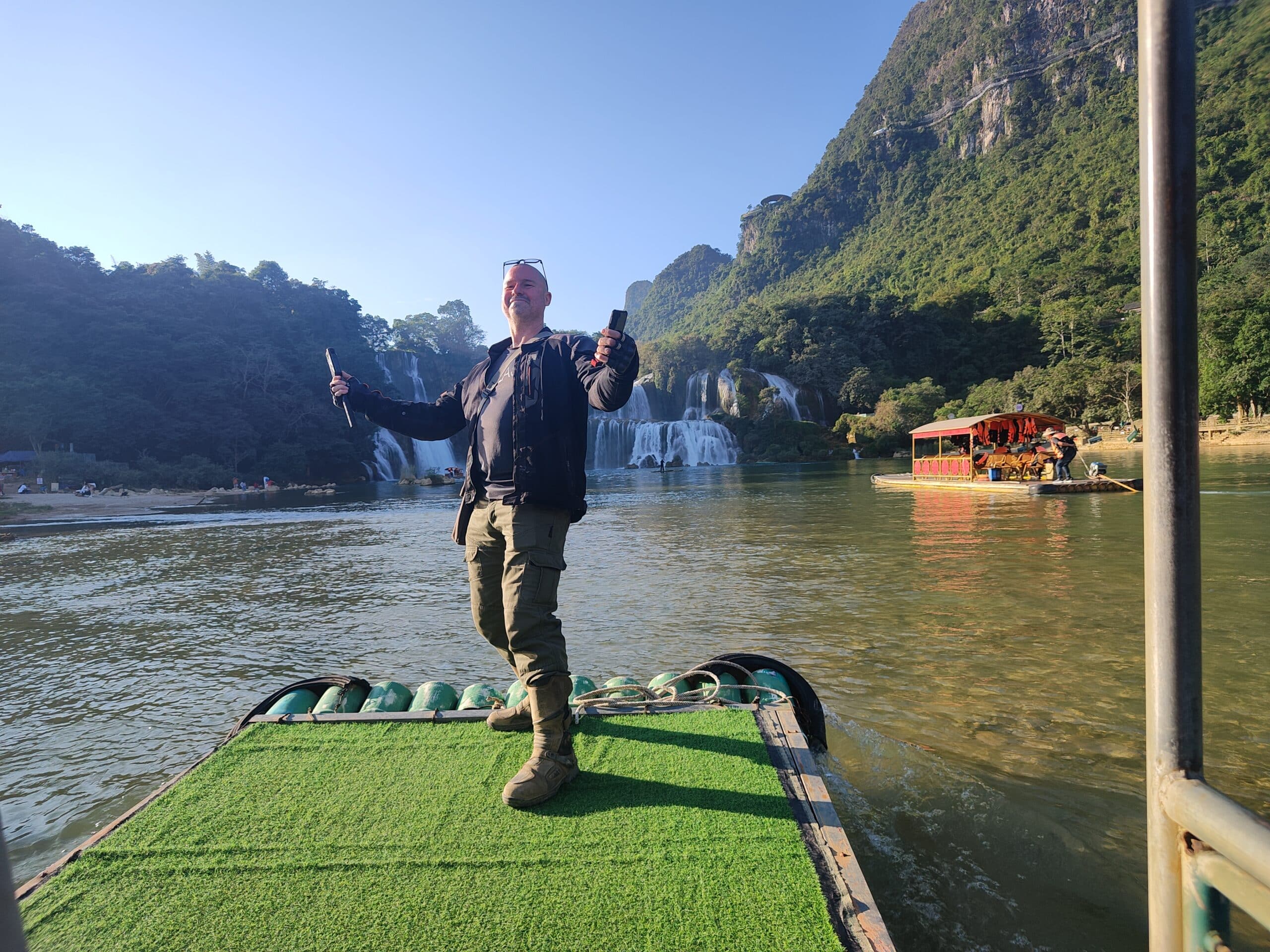 Rentabike Vietnam's Danny Pearce at Ban Gioc Waterfall