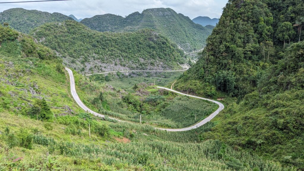 the beautiful view of winding roads in ha giang onthe 10 day due north tour
