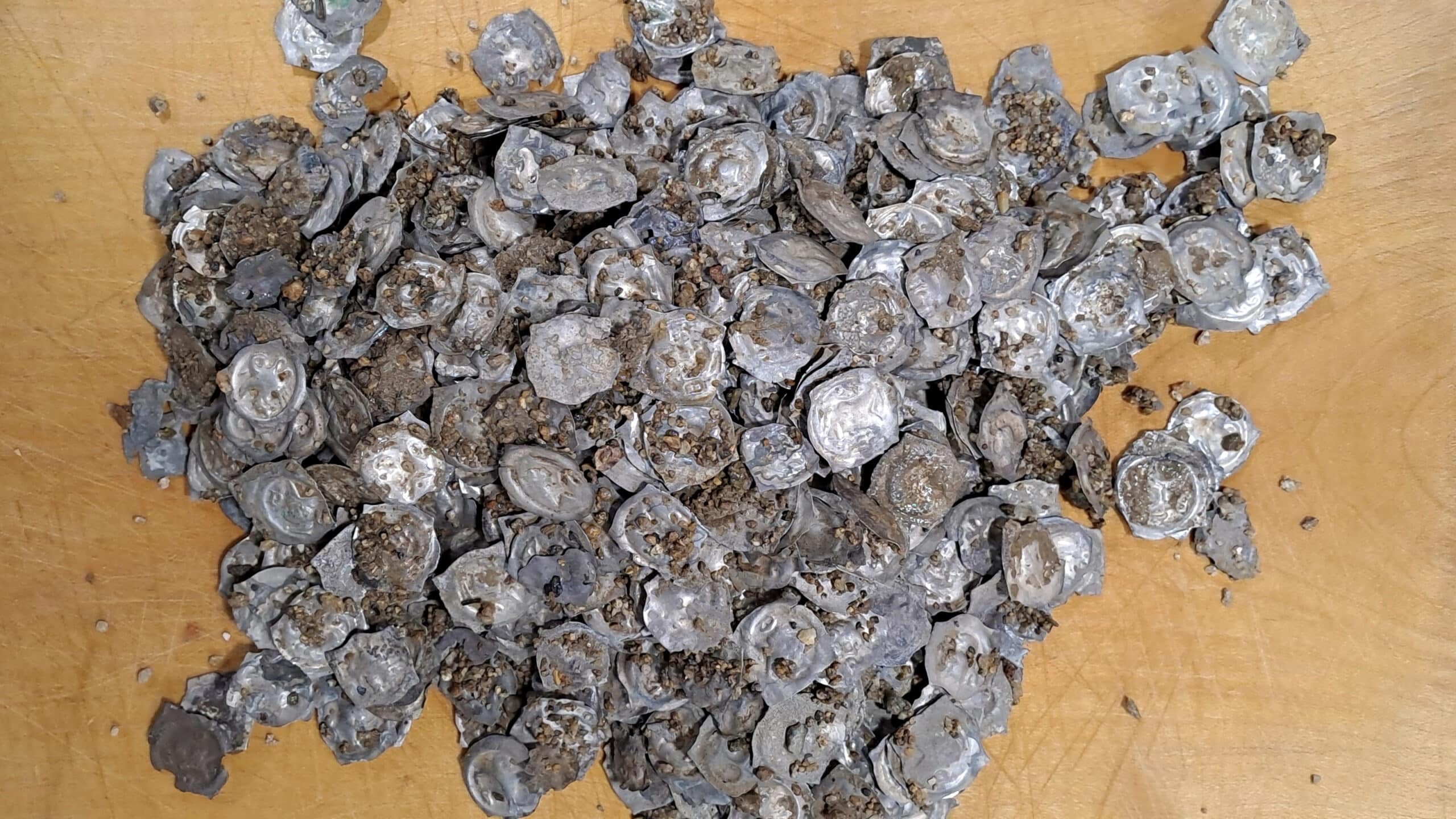 a pile of silver coins