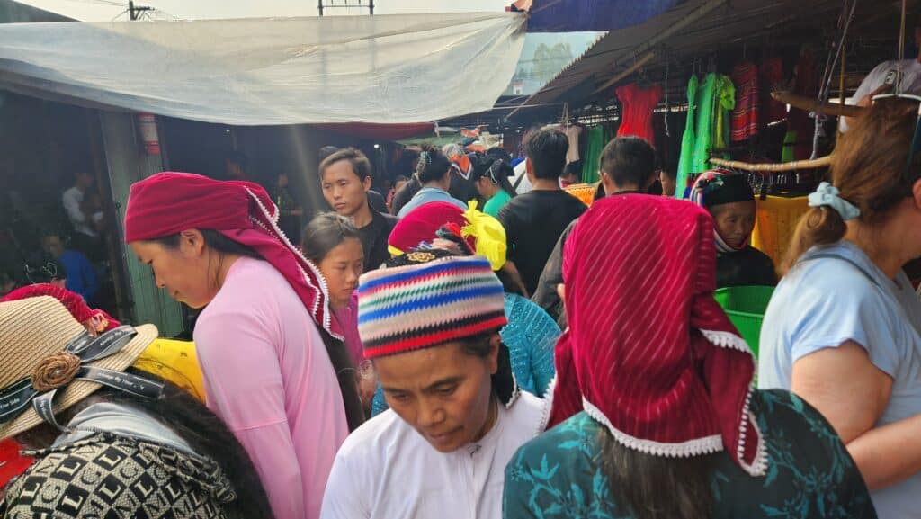 among the crowds in Dong Van Market