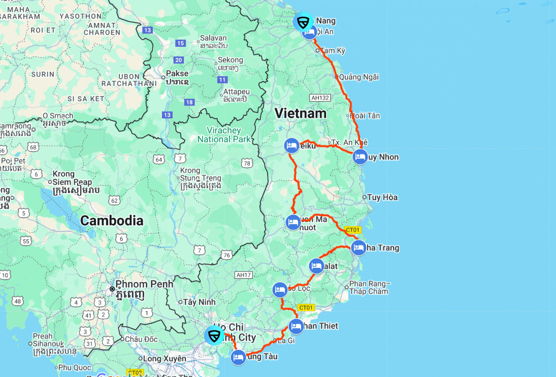 Danang to HCMC - Saigon Route