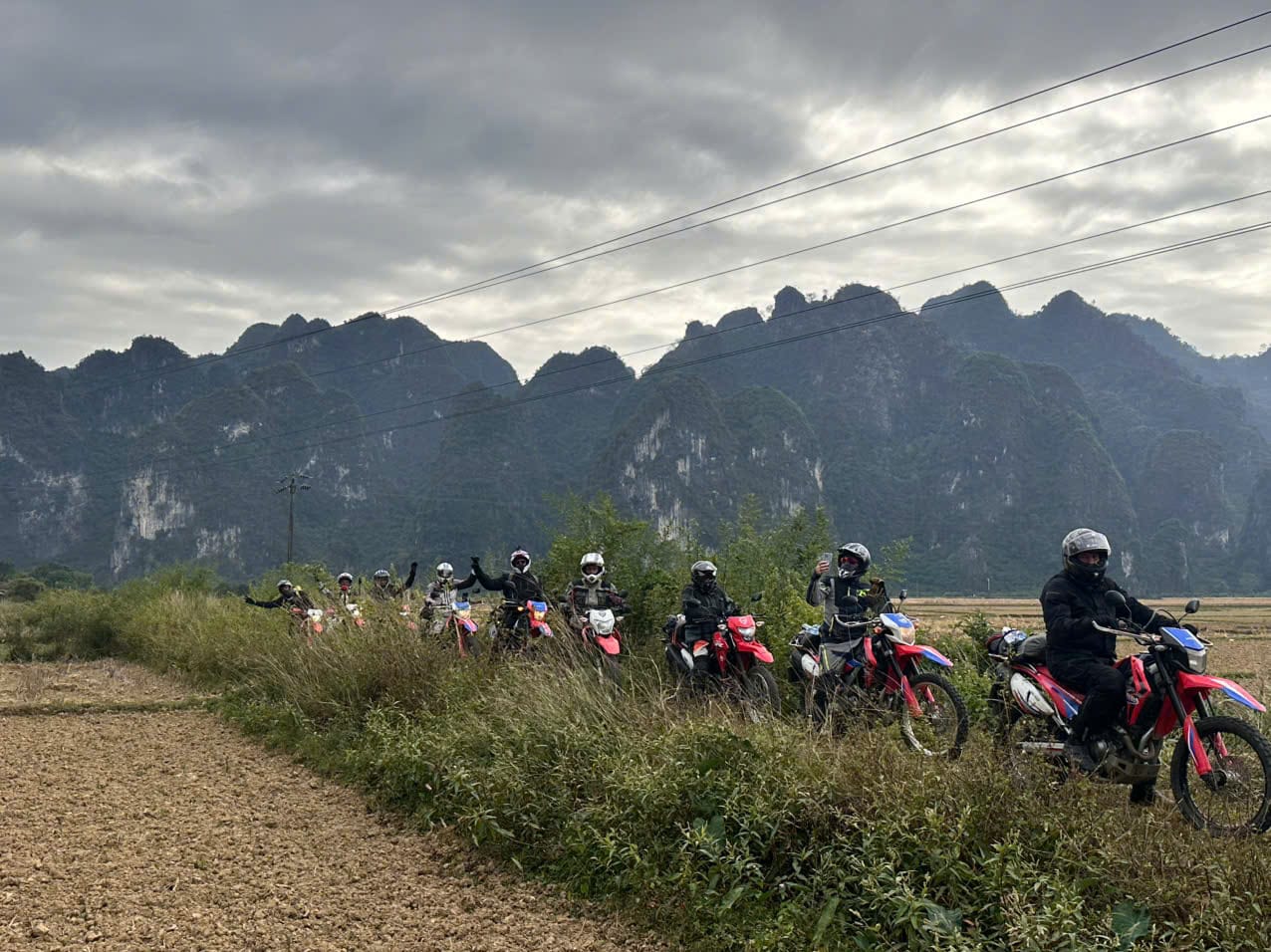 Riders on CRF250s in Bac Son Valley