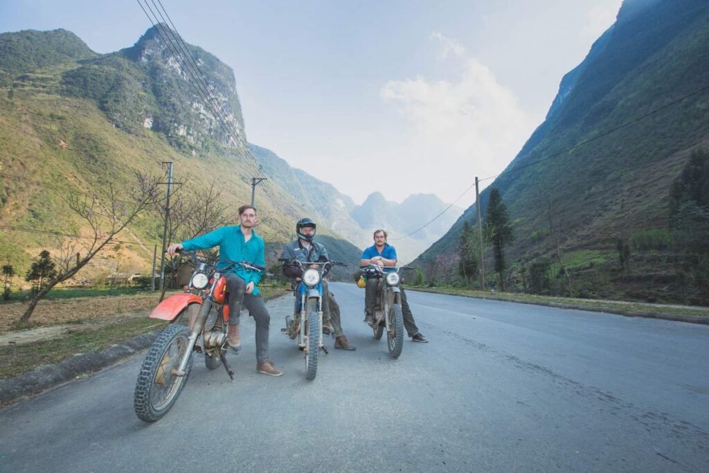on tour on motorbikes in vietnam in the mountains