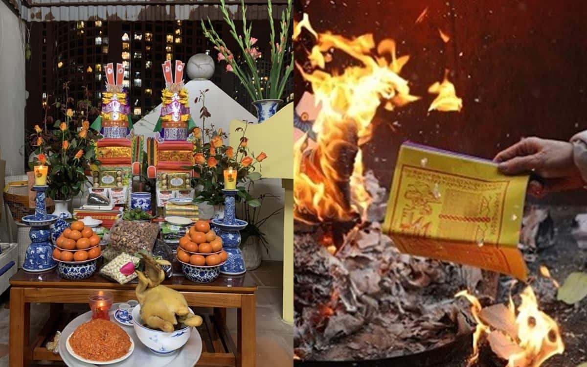 burning offering at tete for the ancestors in vietnam