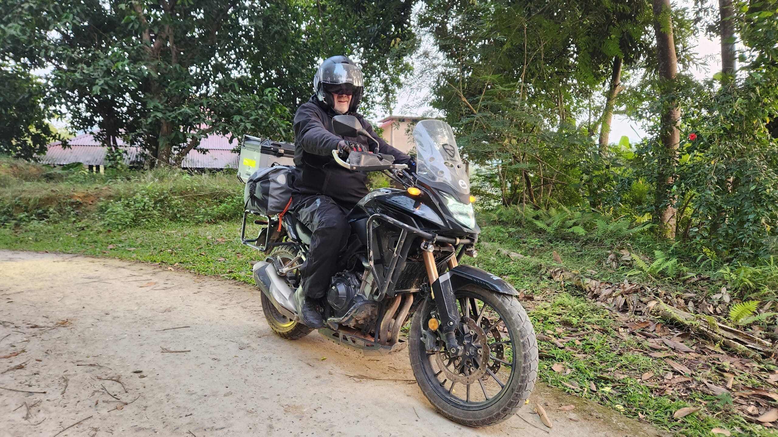 honda cb500x and rider on the 7 day due north tour