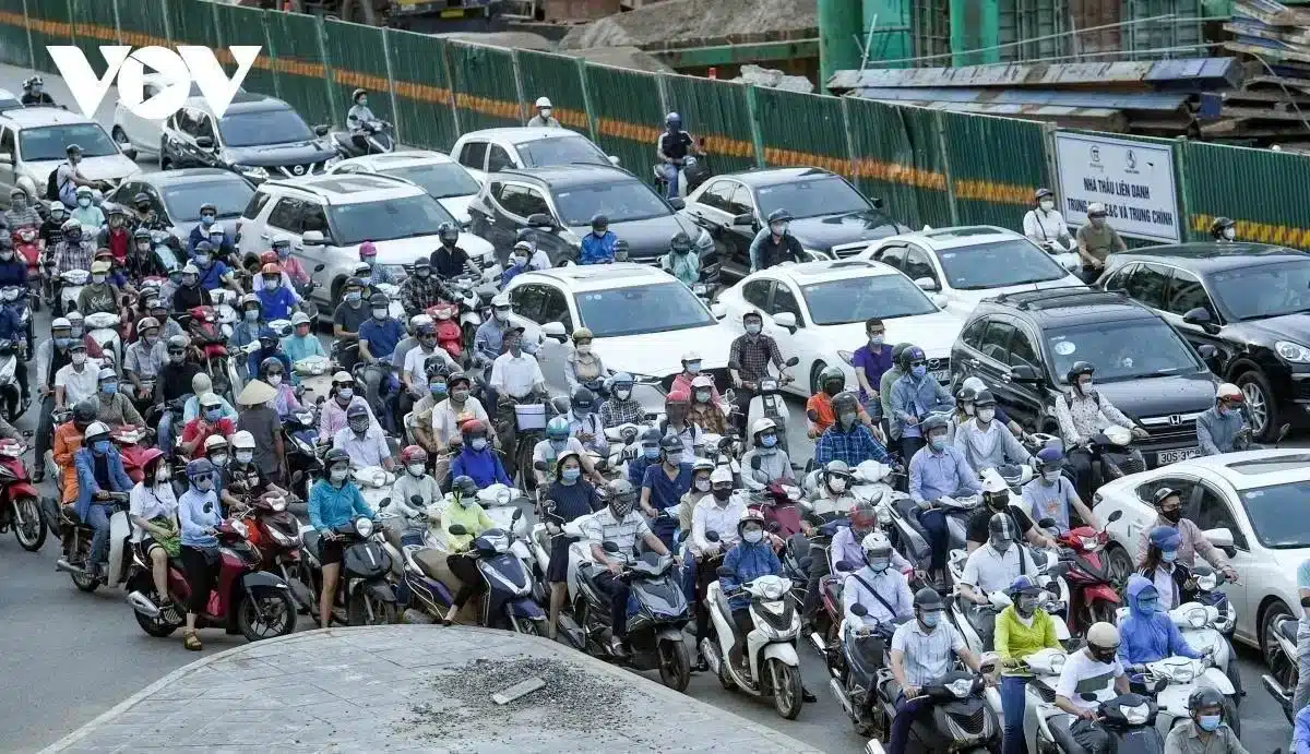 riders stuck in traffic trying to get out of the city for the holiday