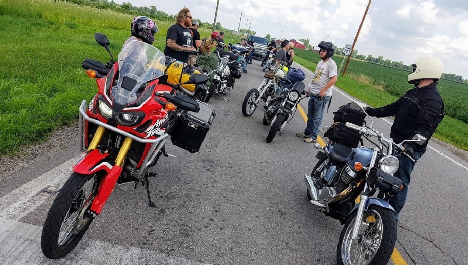 riding in a pack with different riders on different bikes