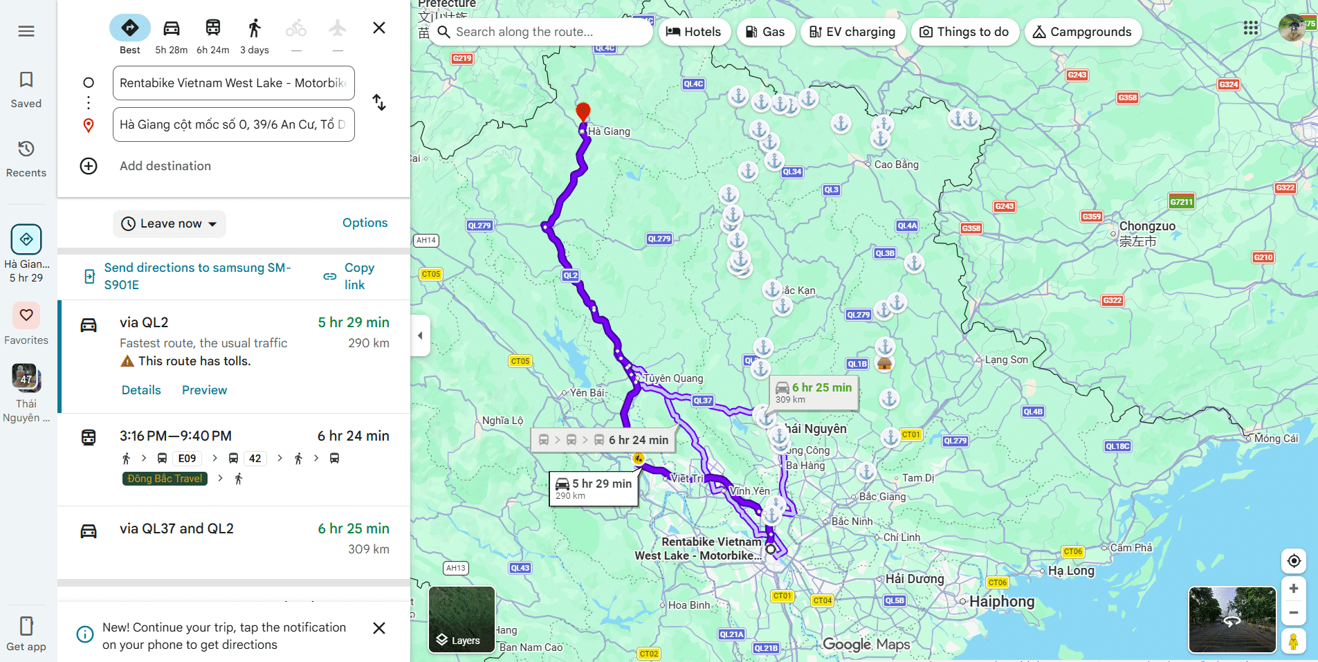 Google Maps Directions Screenshot