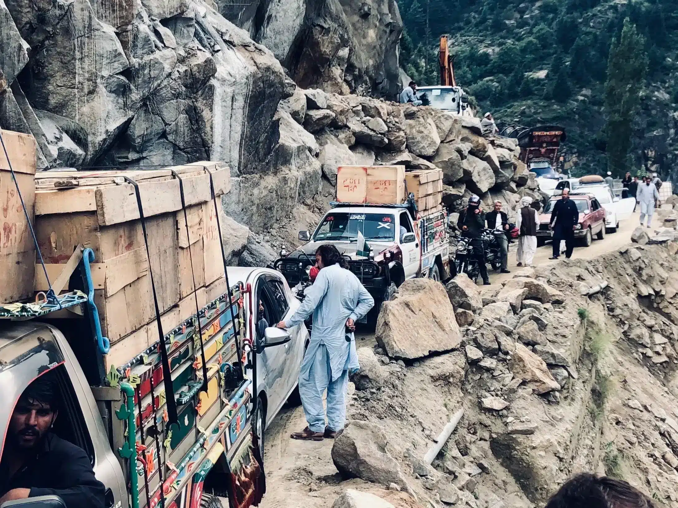small traffic jam in hunza