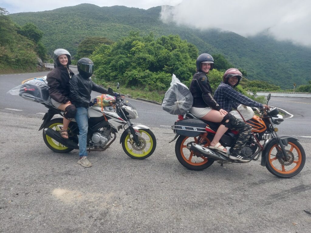 easy riders with pillions on the hai van pass hue danang