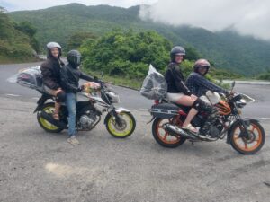 easy riders with pillions on the hai van pass hue danang