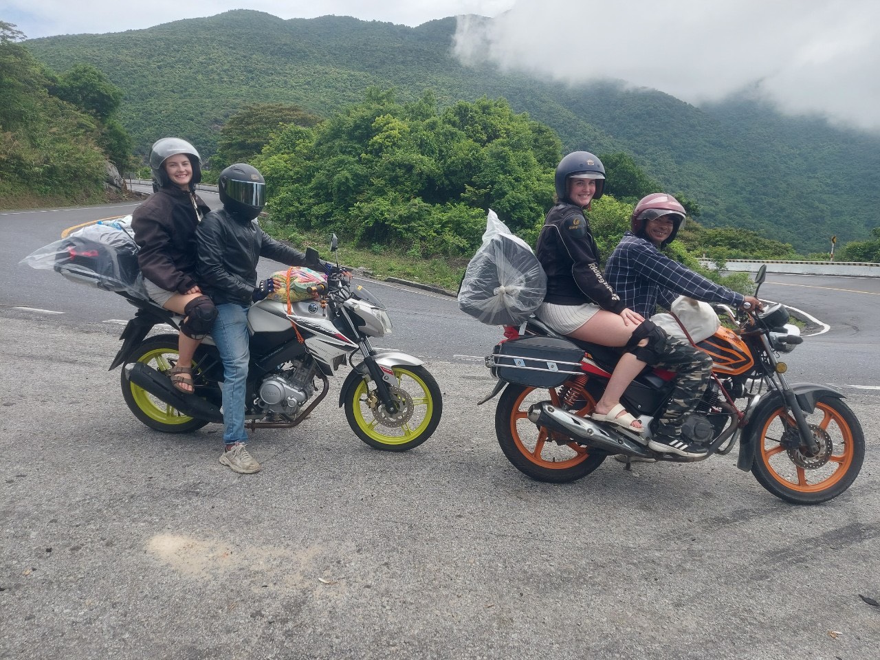easy riders with pillions on the hai van pass hue danang